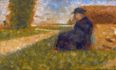 Massive Figure in a Landscape at Barbizon by Georges Seurat